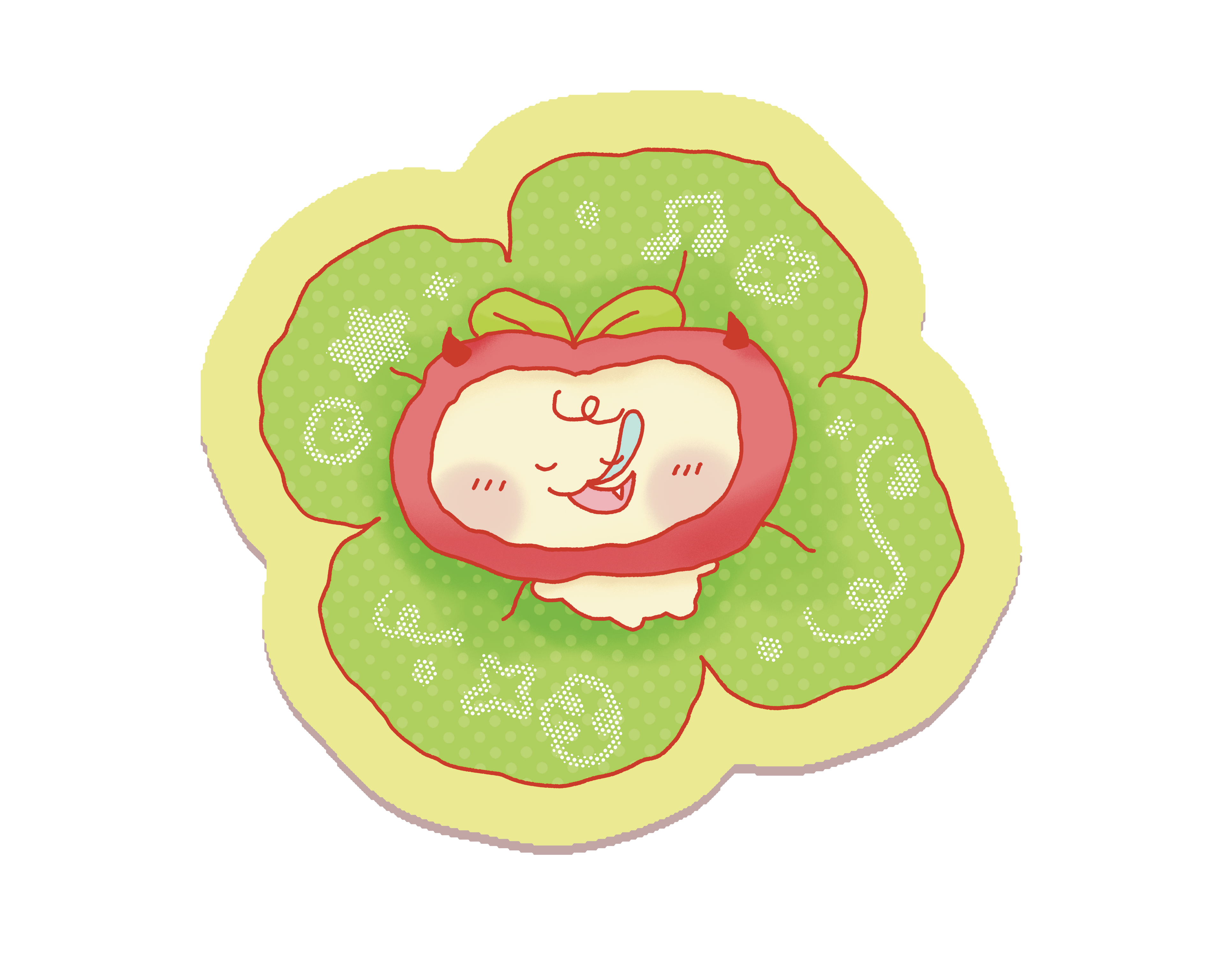 Sleeping Apple on a Clover Sticker