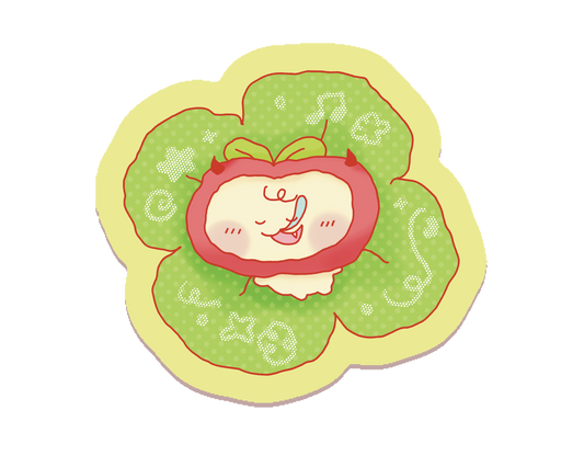 Sleeping Apple on a Clover Sticker