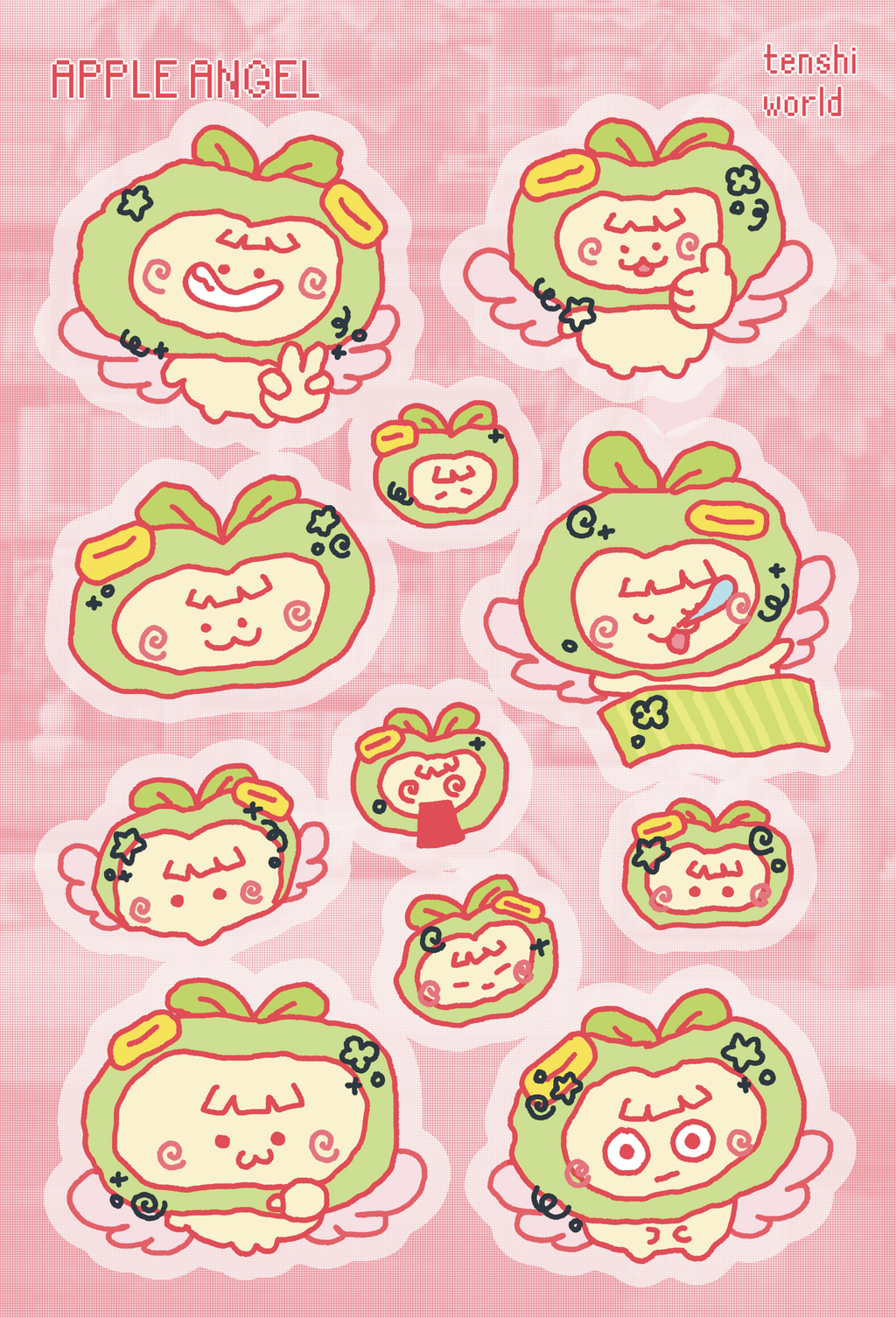 Apple Angel and Apple Devil Holographic Sticker