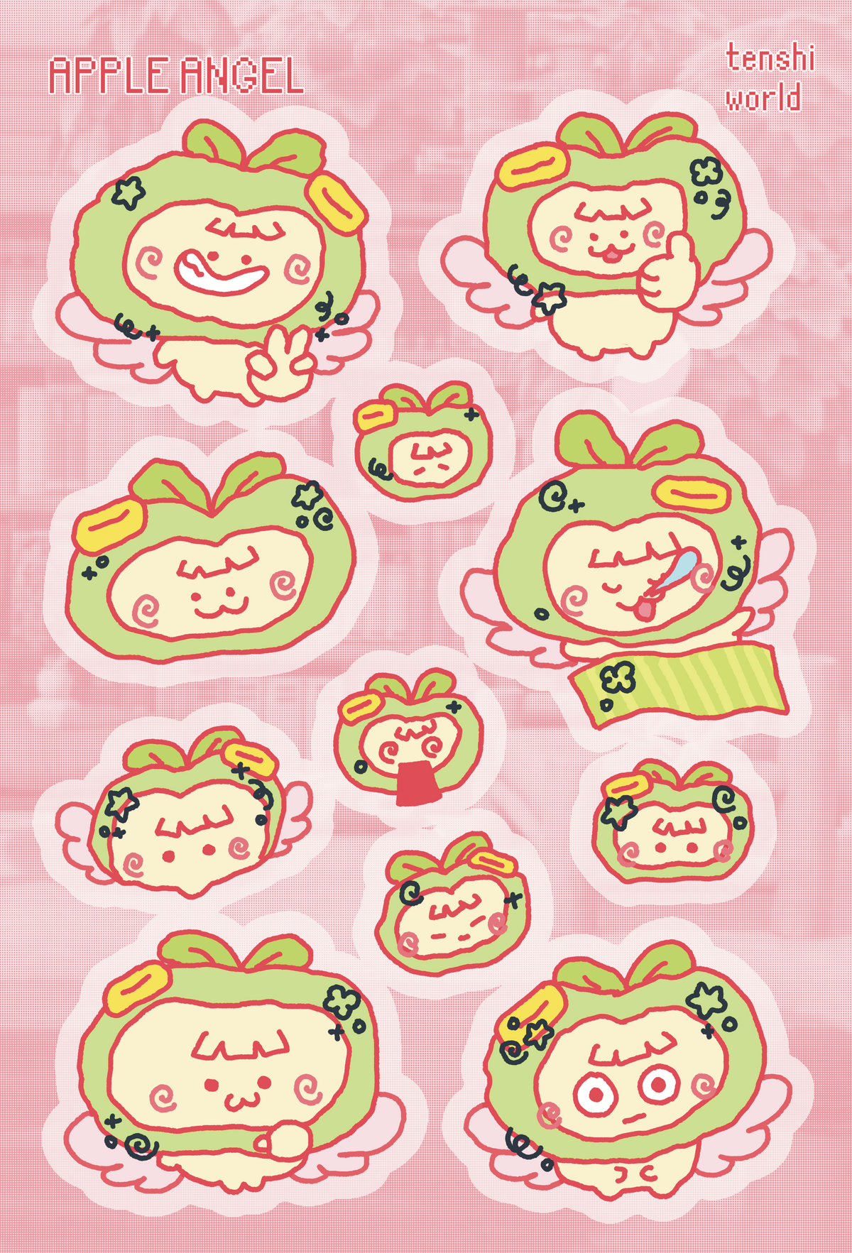Apple Angel and Apple Devil Holographic Sticker