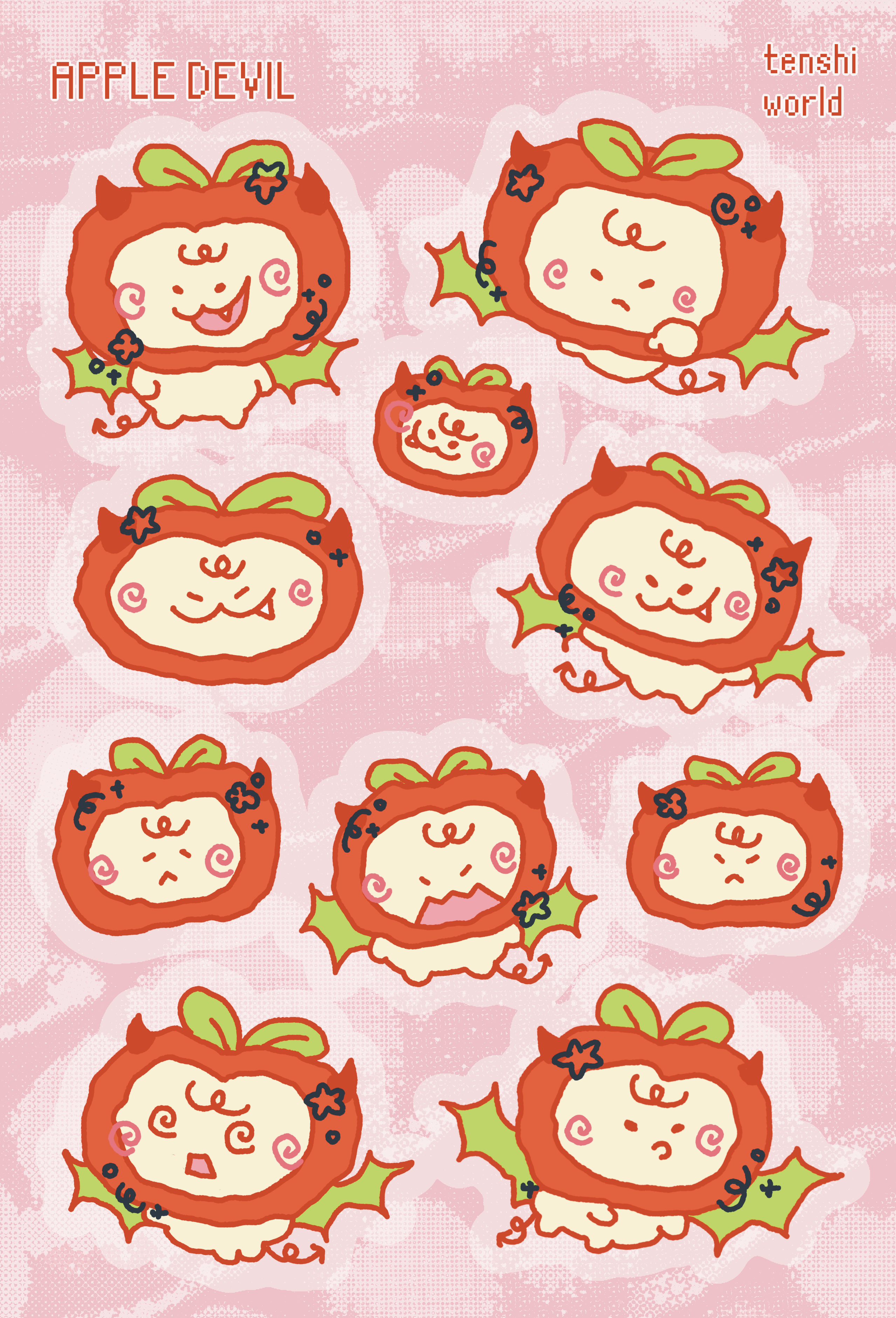 Apple Angel and Apple Devil Holographic Sticker