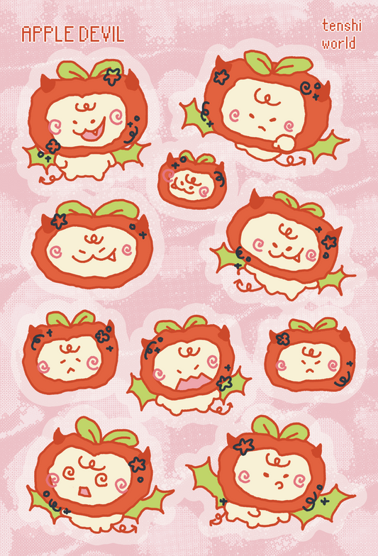 Apple Angel and Apple Devil Holographic Sticker