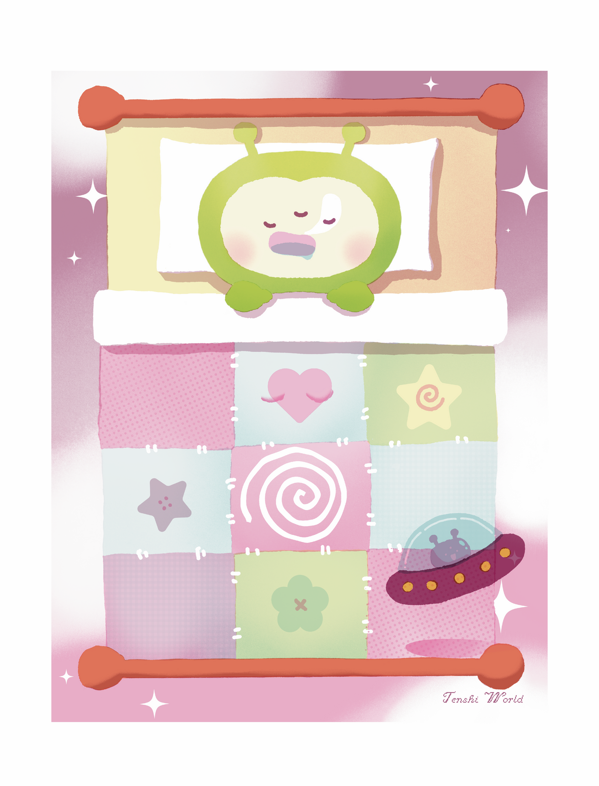Sleepy Alien Riso Print