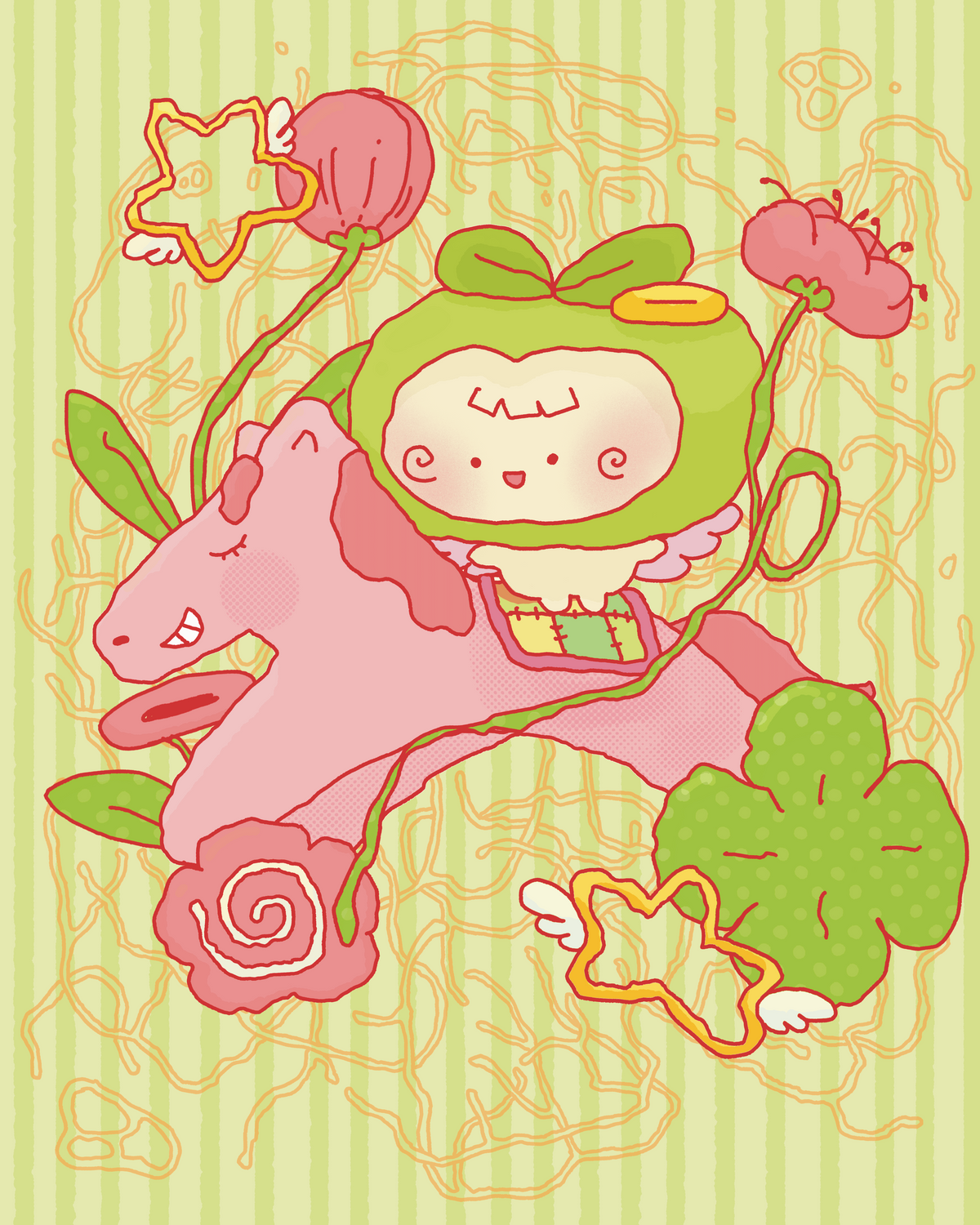 Granny Sue Horse Riso Print