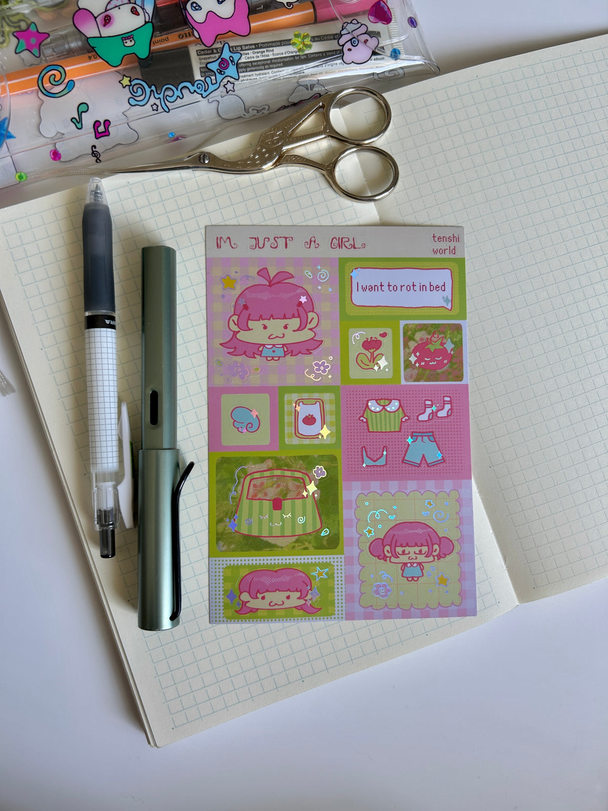 I'm just a girl holographic sticker sheet