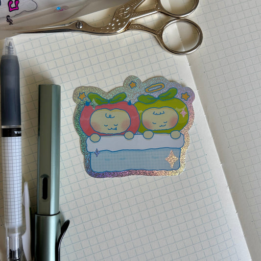 Sleeping Apples Holographic Sticker